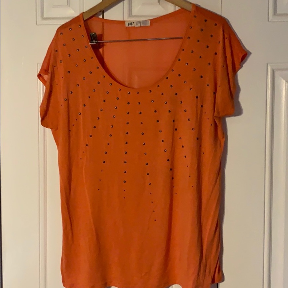 Jolt by Buckle studded coral chiffon back top